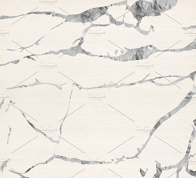 冷色调有机大理石图形纹理 Frosty Silver Foil & Watercolors插图(4)