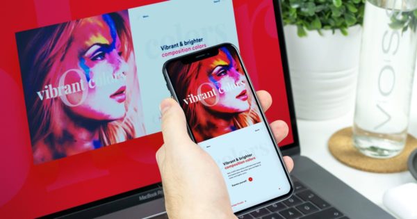 响应式页面设计MacBook Pro &amp; iPhone X样机模板v1 New Macbook Pro &amp; iPhone X Responsive Mockup Vol 1