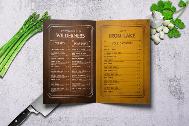 复古咖喱美食双折页菜单设计模板 Curry World Retro Bifold Menu A4 and US Letter插图(3)