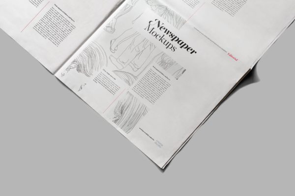 新闻报纸排版印刷局部效果图样机 Newspaper Mockups