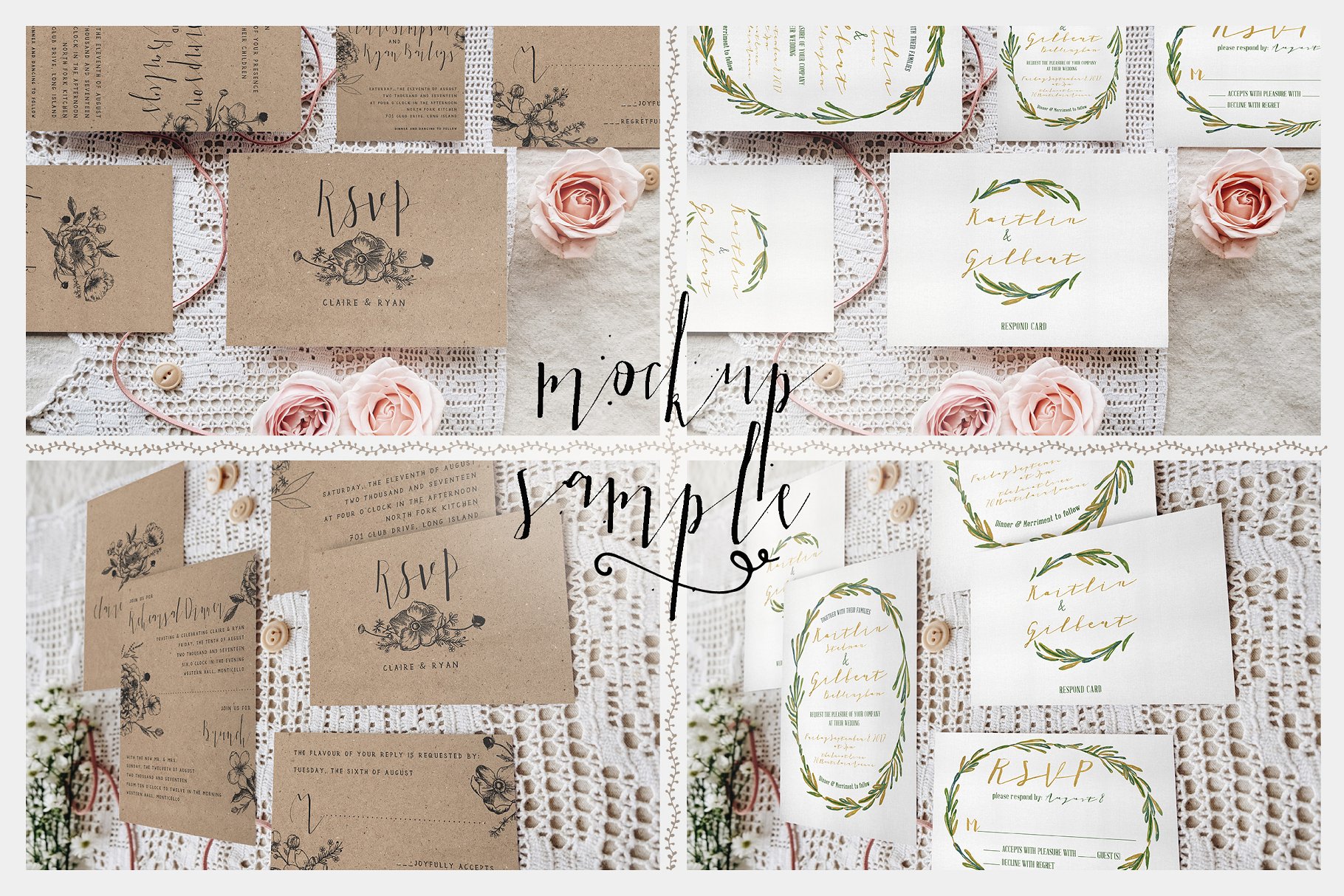 特色文艺范邀请卡样机 Sweet & Rustic Invitation Mockup插图(7)