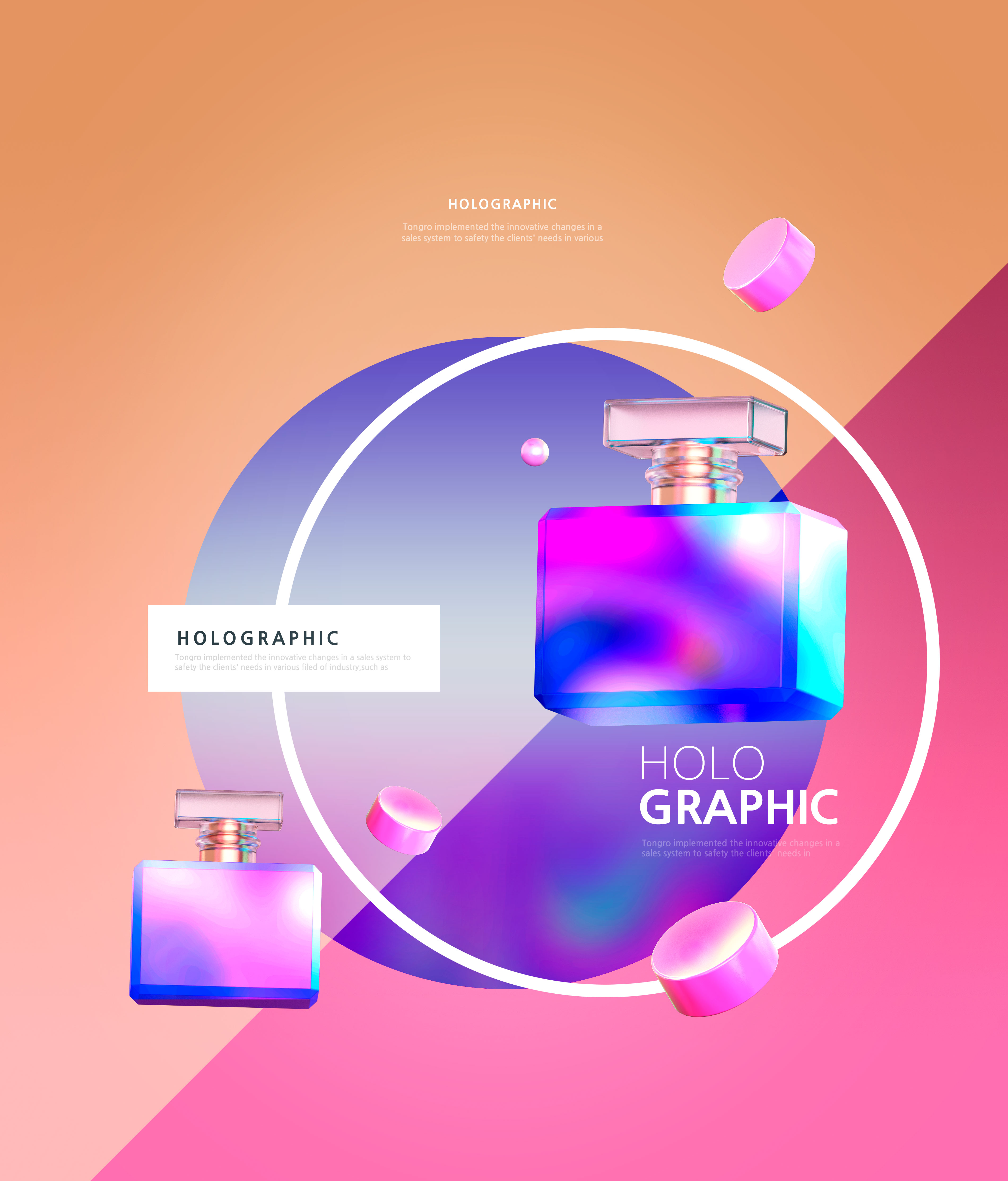 全息炫彩渐变色化妆品促销电商海报设计素材插图