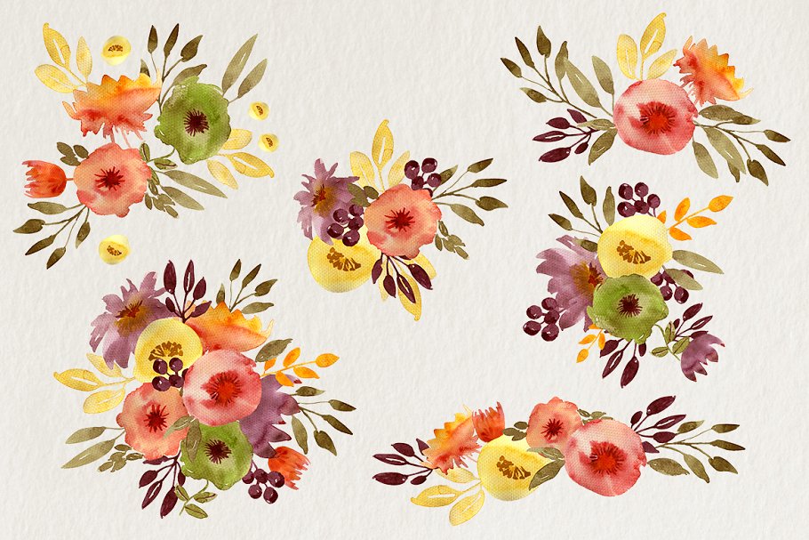 花卉&卡片水彩剪贴画 Flowers and cards插图(4)