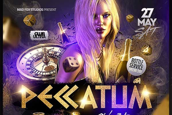 俱乐部活动宣传海报模板 Peccatum Club Party Flyer [psd]
