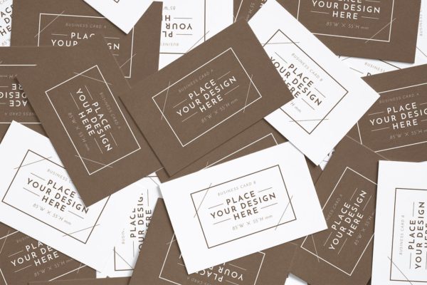 商业企业名片特写镜头样机 Close-up Business Cards Mockup v.4