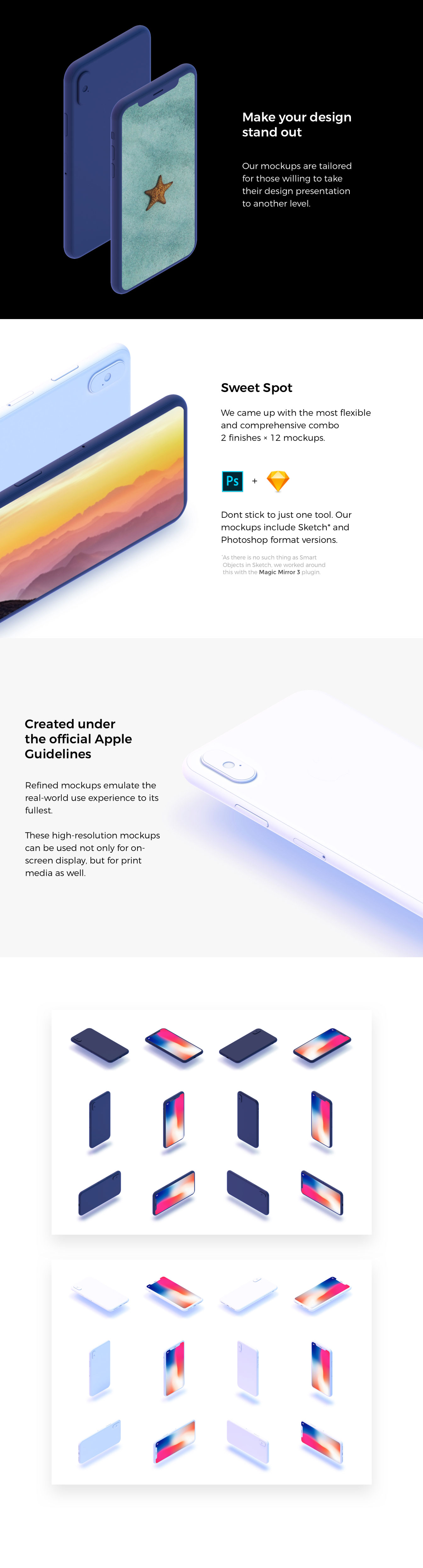 素材库下午茶：高端的亚光背面的iPhone X样机[sketch,PSD]插图