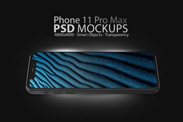 酷黑色iPhone 11 Pro Max屏幕预览素材库精选样机模板 Phone 11 Black PSD Mockups