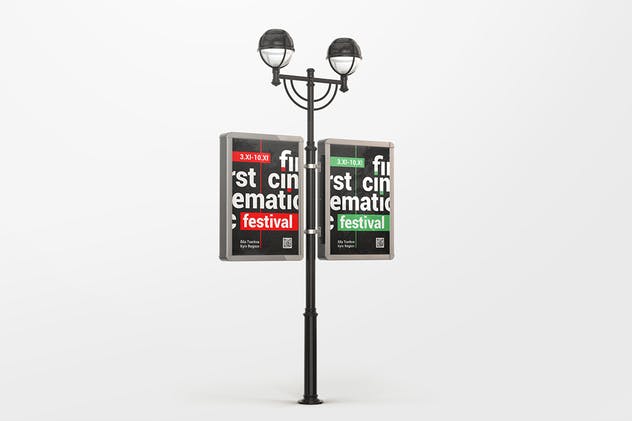 城市灯柱海报广告牌样机 Lamp Post Advertising Mockup插图(6)
