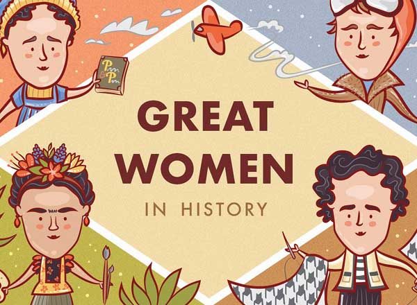 8张国外历史上伟大女性矢量插画打包下载[eps,png]