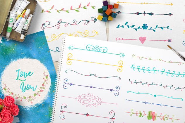 艺术手绘涂鸦水彩元素纹理套装 Watercolor Elements + Free Textures插图(3)