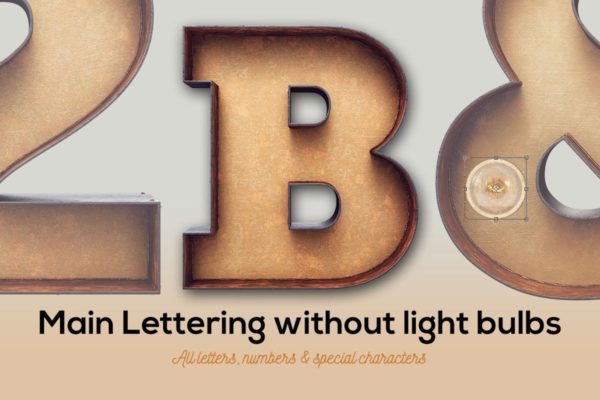 大帐篷灯泡装饰金属字体场景模板2 Marquee Light Bulbs Front 2 – Font Without Bulbs