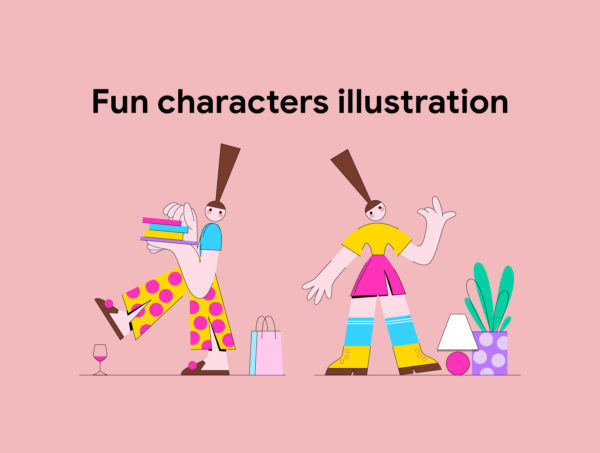 素材库下午茶：10个明亮多彩有趣的人物插画