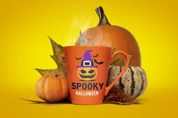 万圣节主题马克杯样机模板 Halloween mug mockup