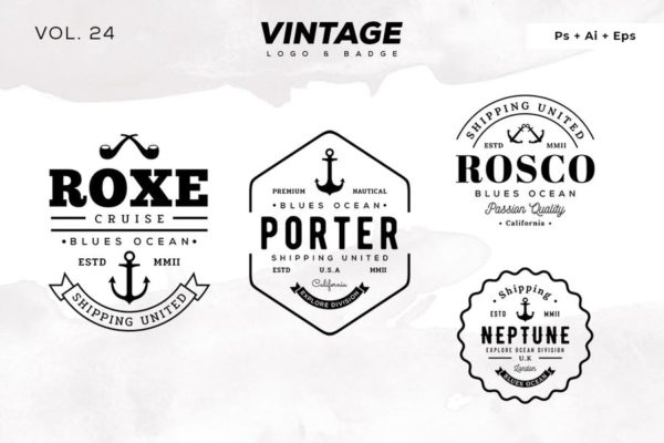 欧美复古设计风格品牌素材库精选LOGO商标模板v24 Vintage Logo &amp; Badge Vol. 24