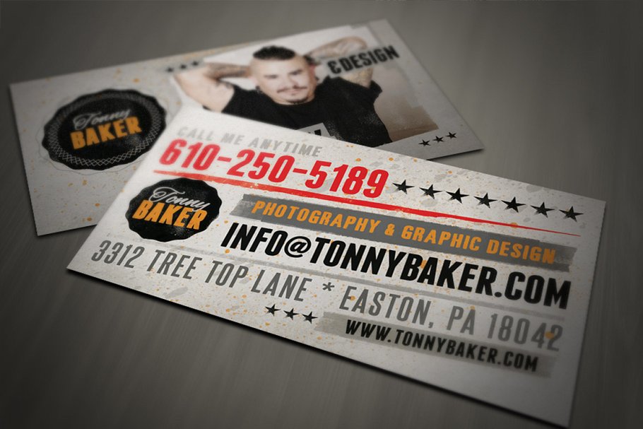 特色垃圾摇滚风格名片模板 Grunge Business Card Template 01插图(1)