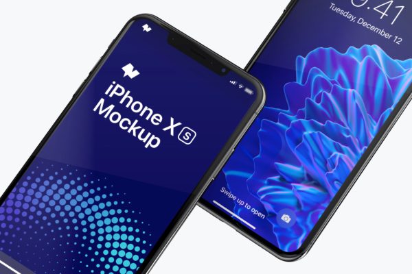 iPhone XS Max手机屏幕UI设计预览图样机模板 iPhone XS Max Mockup, Close Up