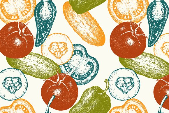 复古风格蔬菜插画素材 Vintage Vegetables Collection插图(3)