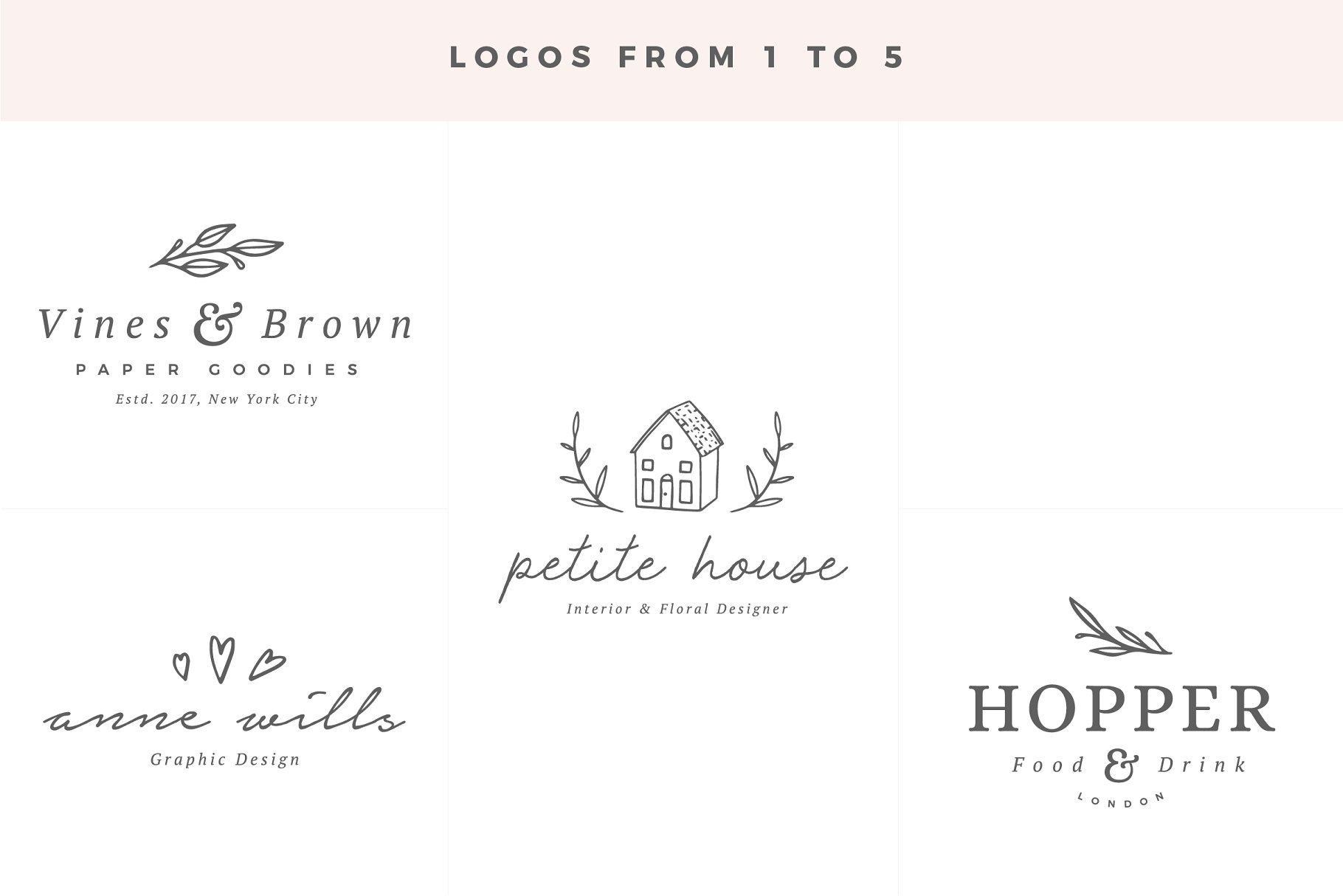 即拿即用优雅风格英文Logo设计模板 Delicate Logos – Volume 04插图(4)