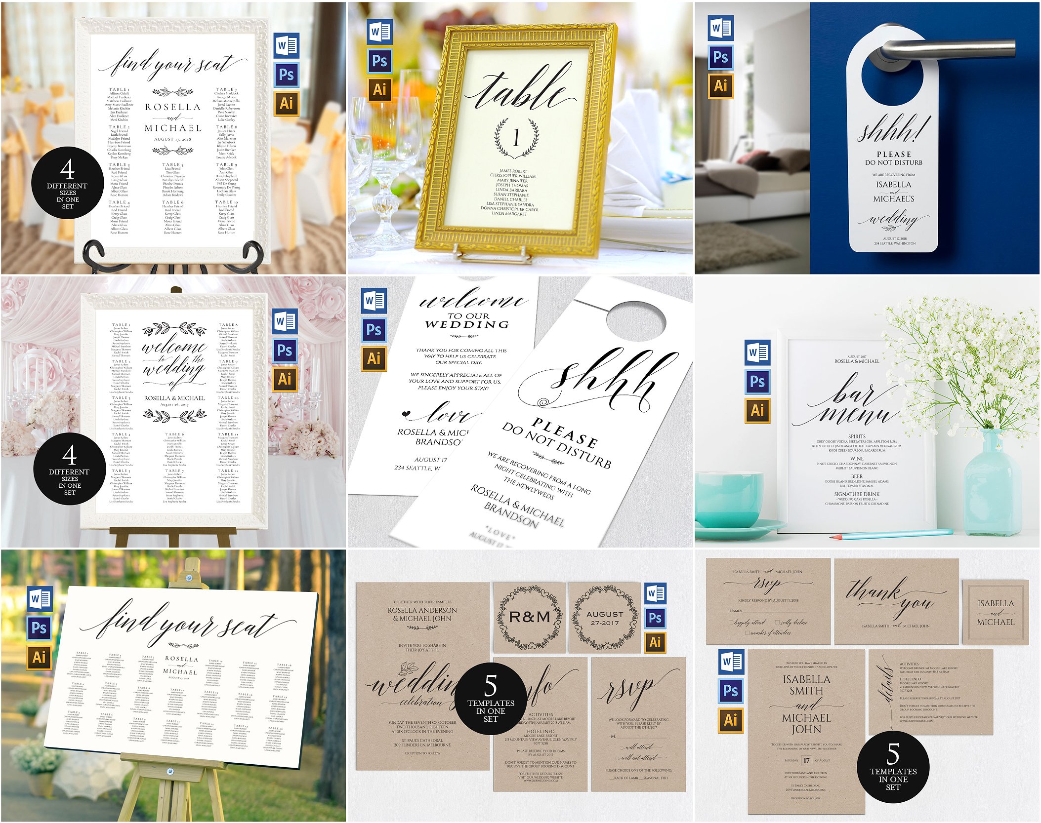 时尚的婚礼邀请函卡片名片设计模板插图(2)