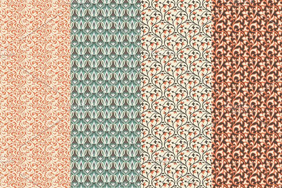 12款复古风格无缝矢量纹理 12 vector vintage seamless patterns插图(2)
