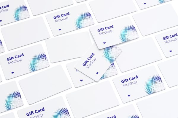 礼品积分卡外观设计等距网格样机模板04 Gift Card Mockup 04