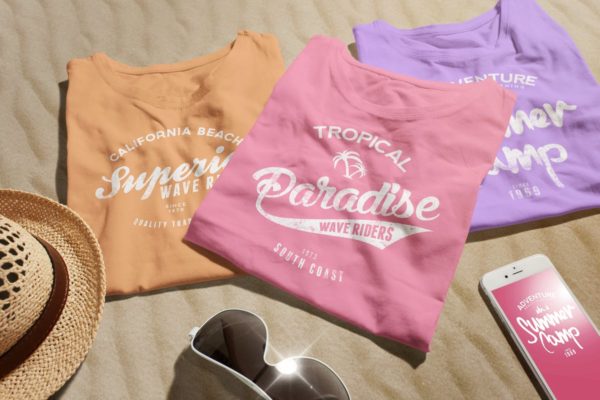 女士圆领印花T恤样机模板 Crew Neck T-shirt Mock-up Female Version