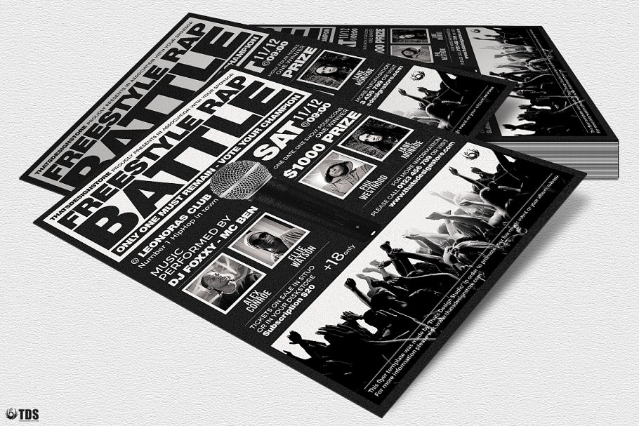 即兴说唱饶舌音乐海报PSD传单模板V4 Freestyle Rap Battle Flyer PSD V4插图(2)