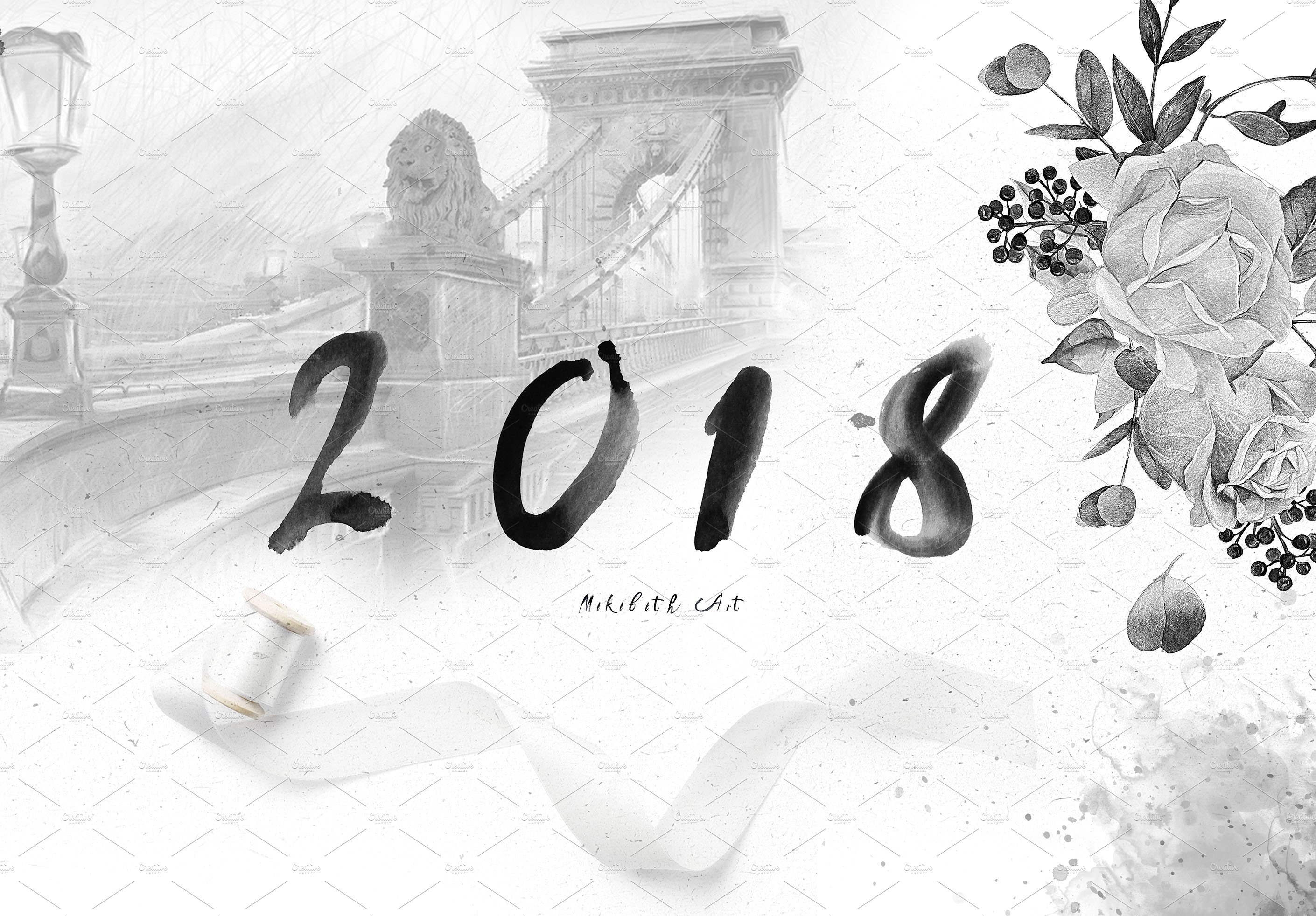 灰色字母&花卉水彩套装 Monograms & bouquets vol.1 Artarian插图(14)