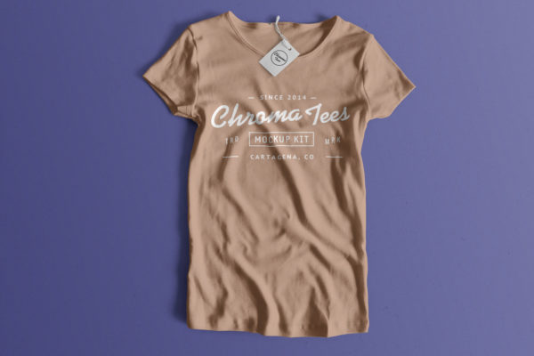 女士T恤服装设计平铺前视图样机模板01 Woman Front T-Shirt Mockup 01