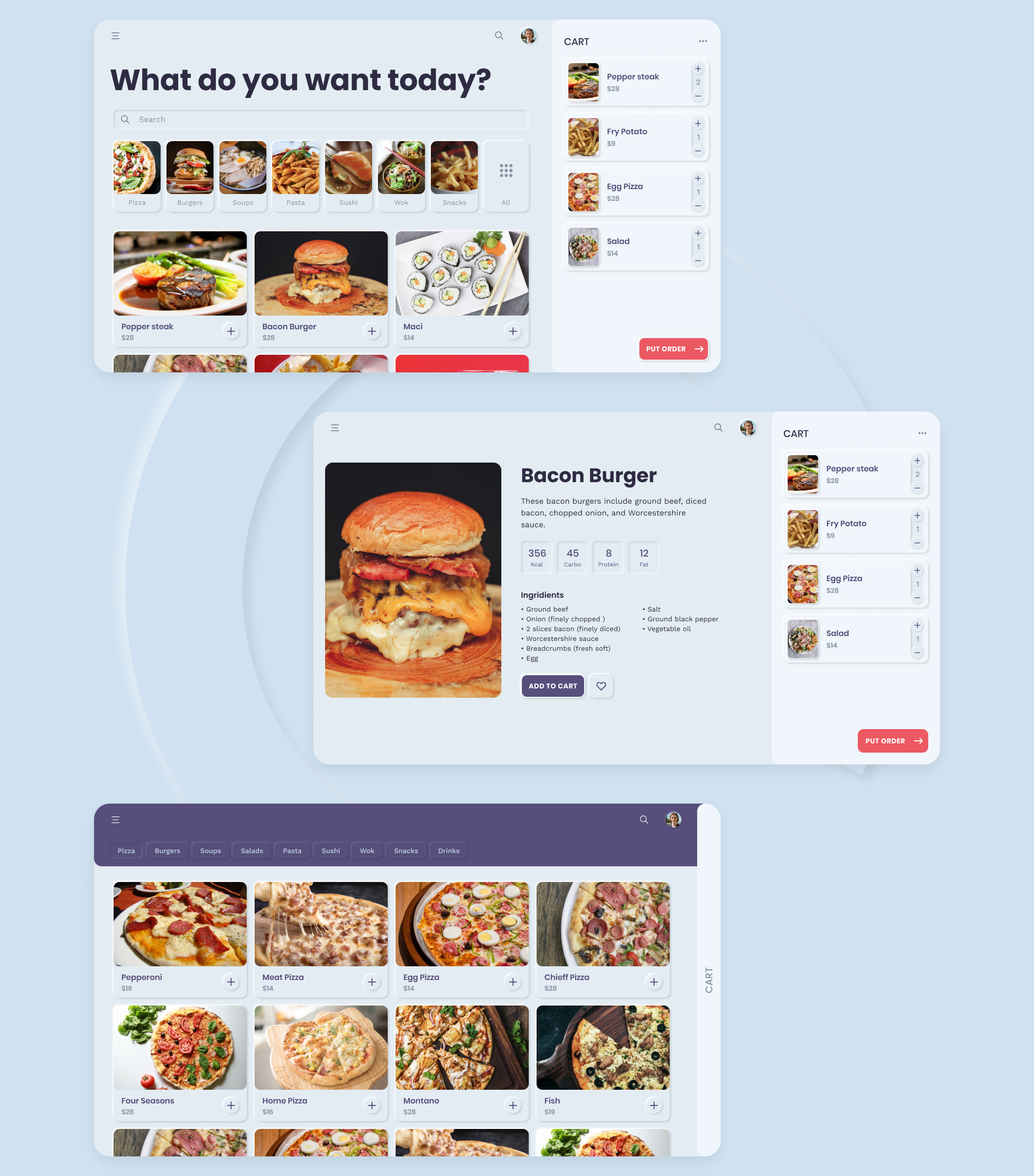 素材库下午茶:Messenger/博客/送餐服务/教育类APP应用设计UI套件插图(4)