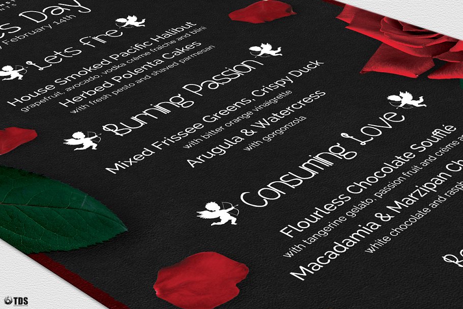 情人节主题菜单PSD模板V2 Valentines Day Flyer+Menu PSD V2插图(6)