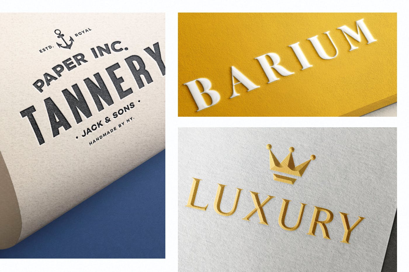 Logo设计压印工艺效果图样机模板 Creative Paper Logo Mockups插图(1)