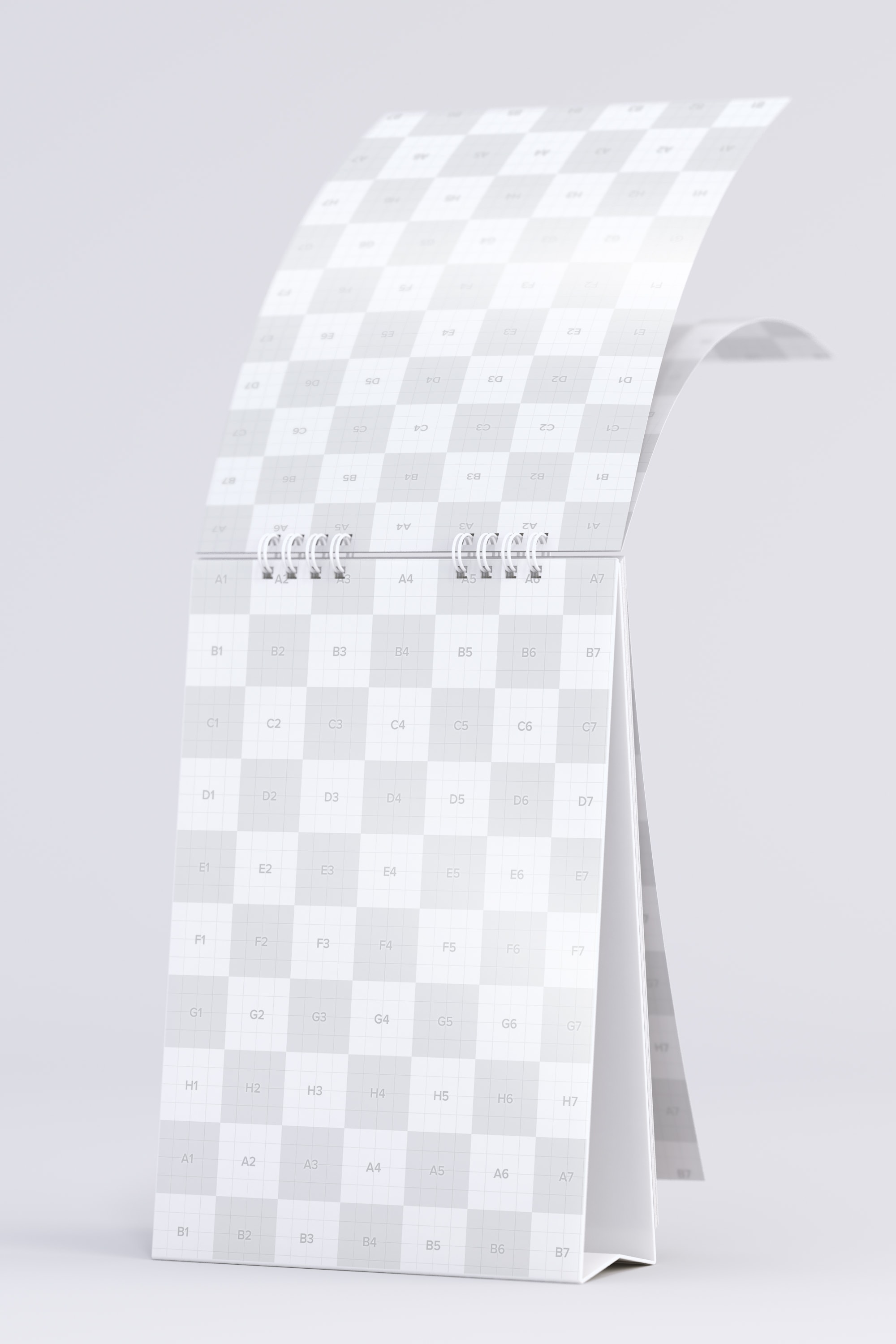 纵向桌面日历设计翻页效果样机模板2 Desktop Portrait Calendar Mockup Turning Pages 2插图(1)