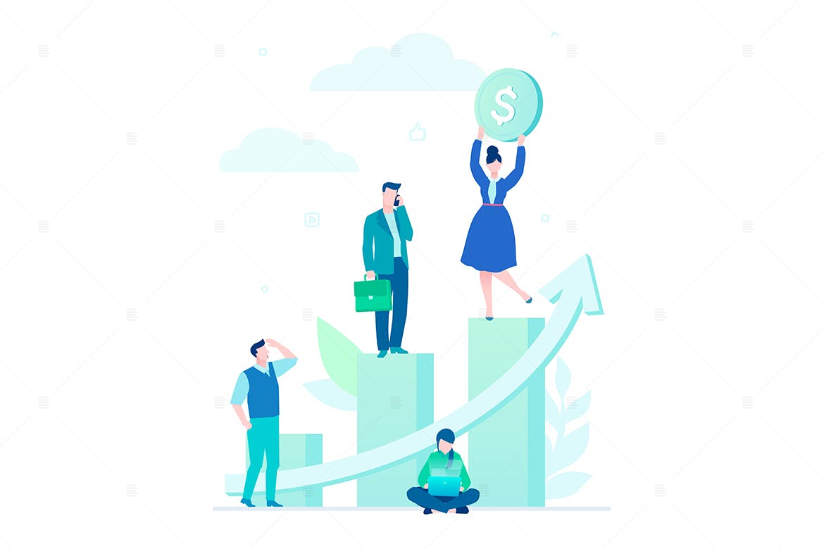 业务增长扁平设计风格矢量概念插画 Business growth – flat design style illustration插图