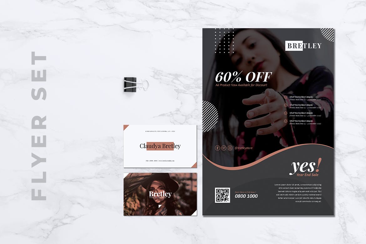 时装店传单和素材库精选名片模板 BRETLEY Fashion Store Flyer & Business Card插图(4)