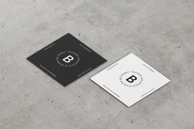 方形高级企业品牌名片样机 Business Card Mockup Square Format插图(10)