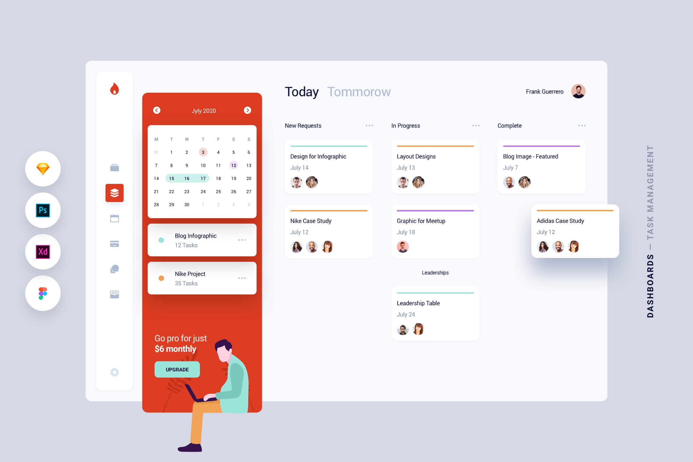 任务管理服务应用Web客户端UI设计素材库精选模板 Dashboard – Task Management Web App UI Kit插图