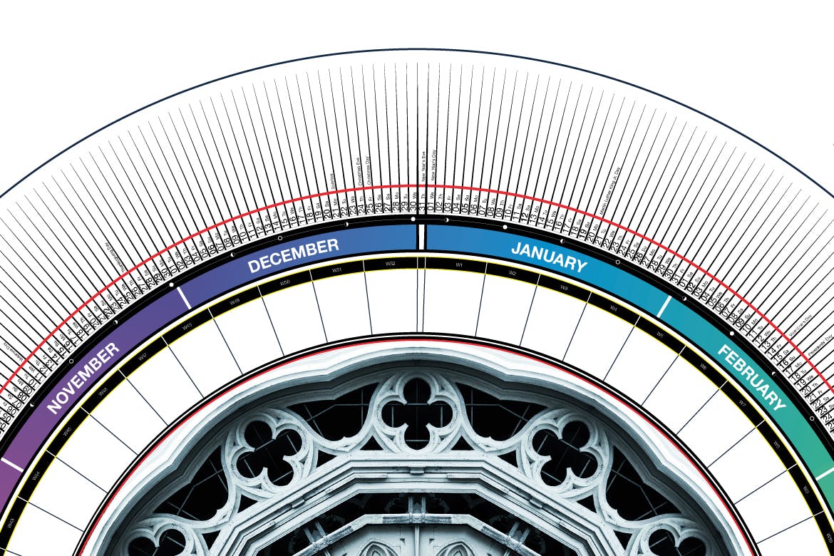 2020年创意复杂圆形日历年历设计模板 Circular Calendar / 2020 Edition插图(3)