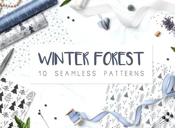 优雅的冬季新年圣诞节森林物语系列矢量手绘元素大集合