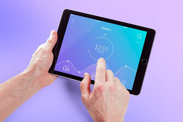 平板电脑APP&网站设计演示样机模板 Isolated Tablet Mock-up插图(7)