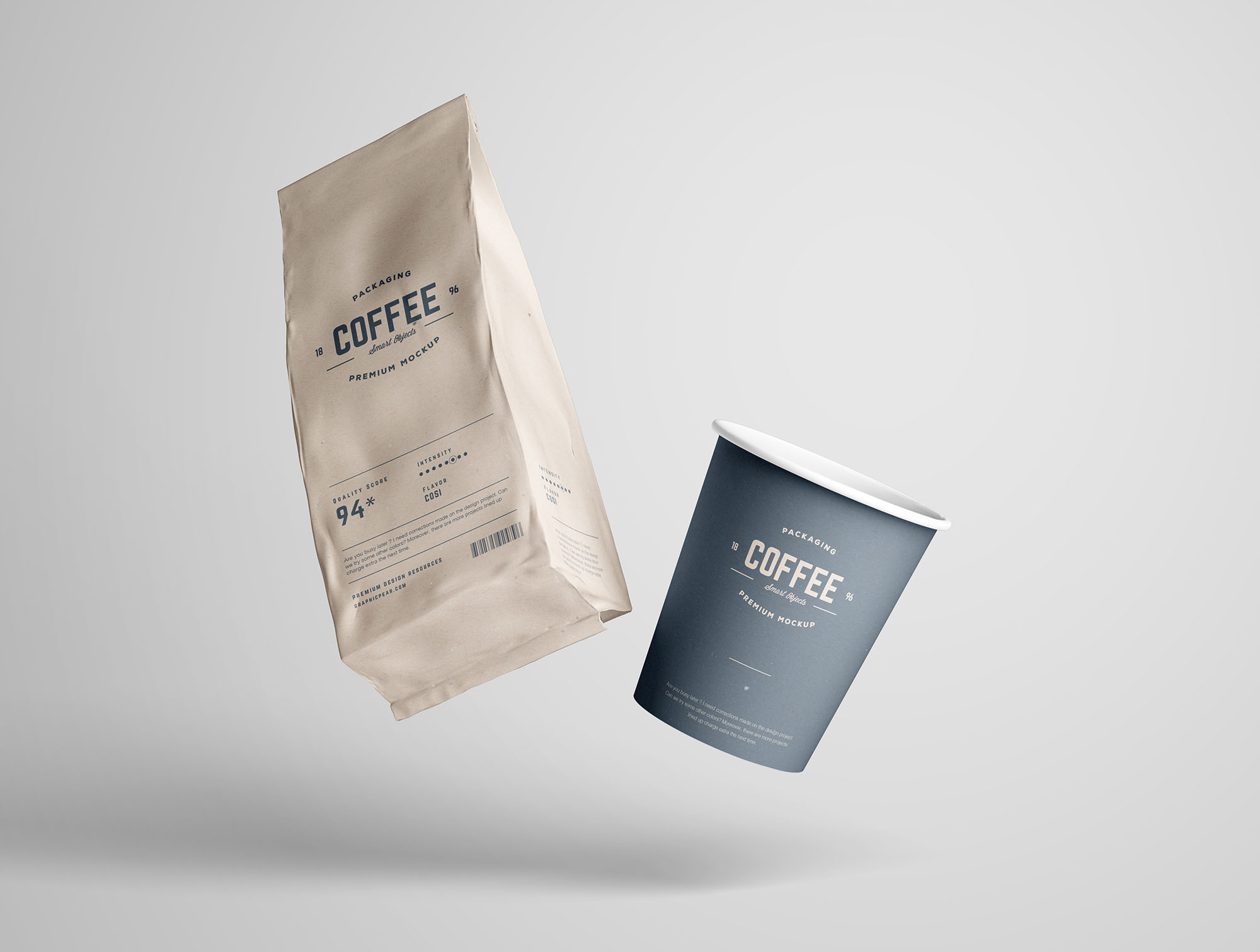 咖啡纸杯&咖啡豆牛皮纸包装袋设计样机 Coffee Package Mockup插图(7)
