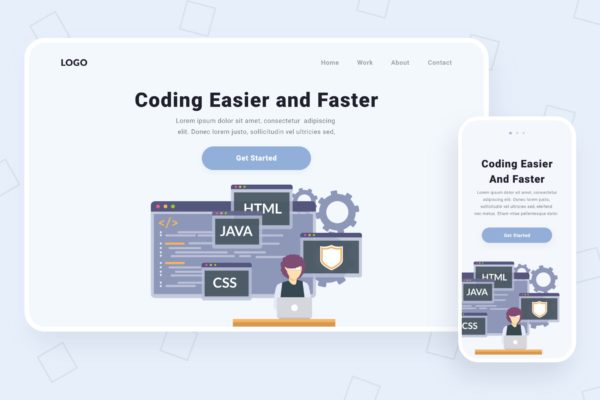 技术开发主题网站矢量插画素材 Coding Illustration