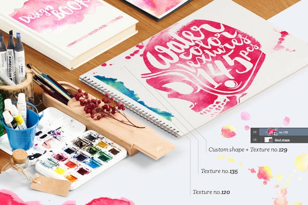 145手工制作水彩纹理套装 Watercolor Textures + BONUS插图(1)