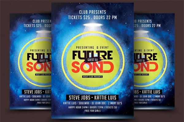 DJ音乐现场派对活动海报PSD模板 Guest DJ Party Flyer