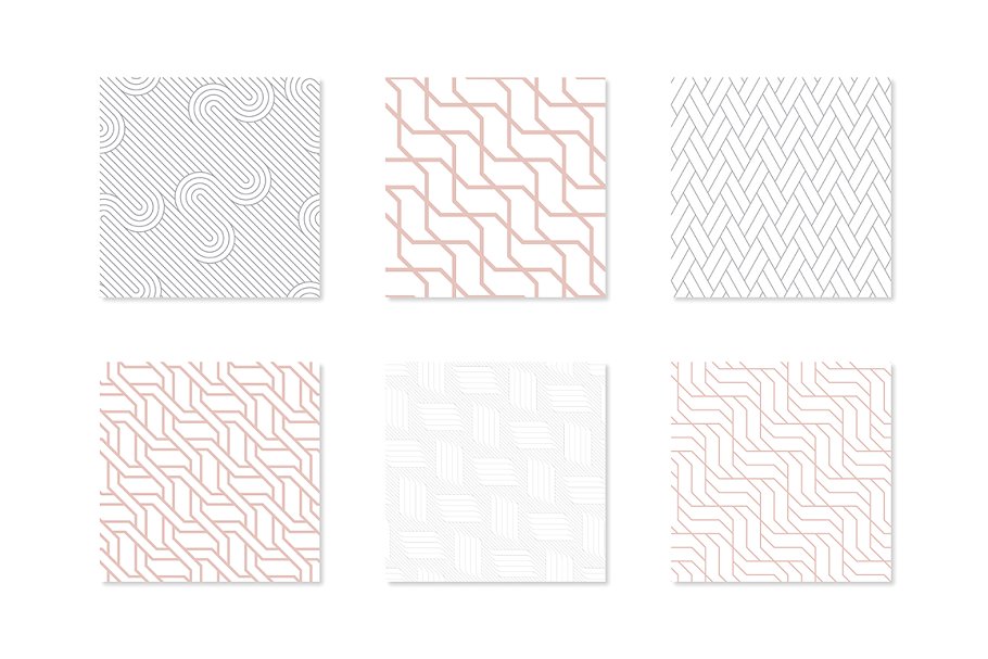 几何无缝波纹图案纹理 Rippled Seamless Patterns Bundle v.1插图(2)