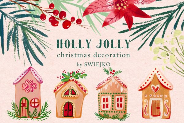 圣诞装饰矢量插画3 Christmas decoration III