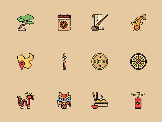 50 枚多彩中国元素图标素材之家精选sketch素材