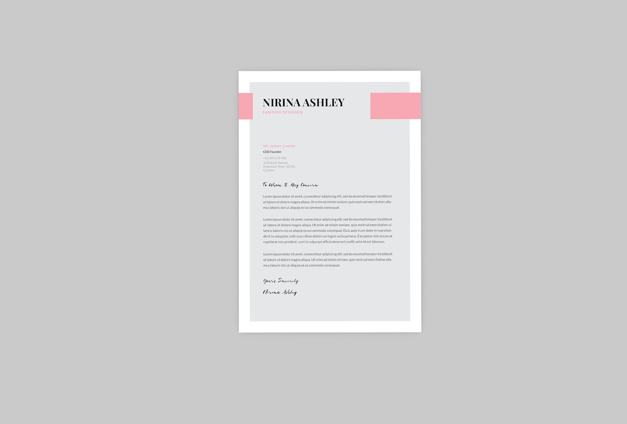 时尚编辑介绍信&素材库精选简历模板 Nirina Fashion Resume Designer插图(1)