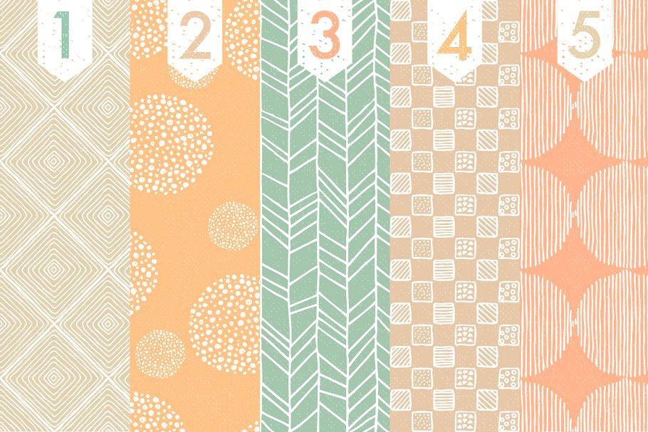 10款手绘日系淡雅小清新无缝图案 Hand Drawn Patterns #2 Pro插图(1)