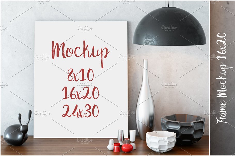 艺术作品画框样机04 Interior Frame Mockup – 04 (1 PSD)插图(1)